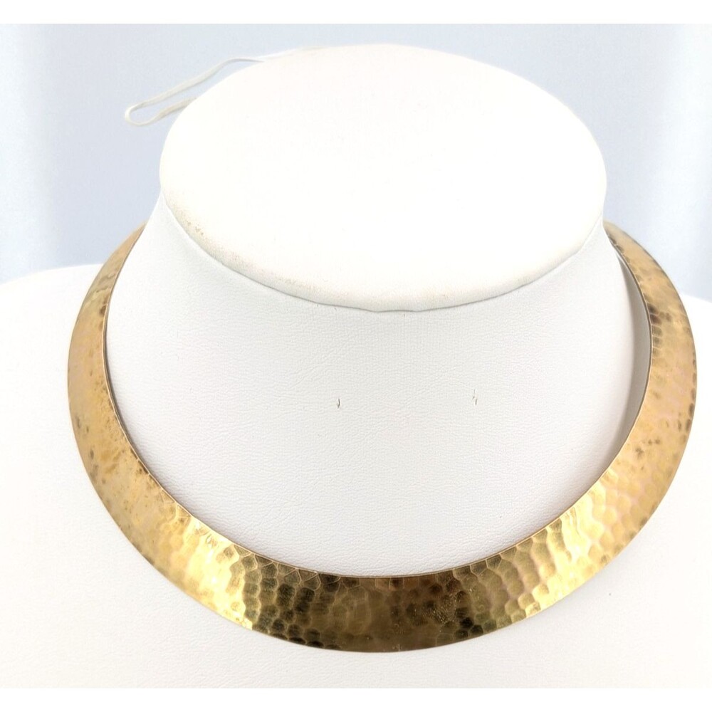 Veronese by QVC 925 Gold Vermeil Hammered Collar Torque Italy 26g 16.3mm Wide